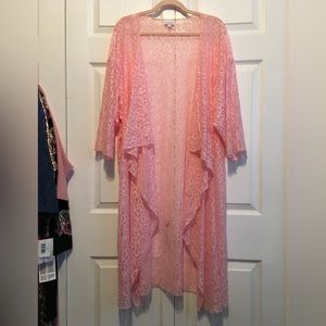 Lularoe pink lace short 3/4 sleeve duster/topper